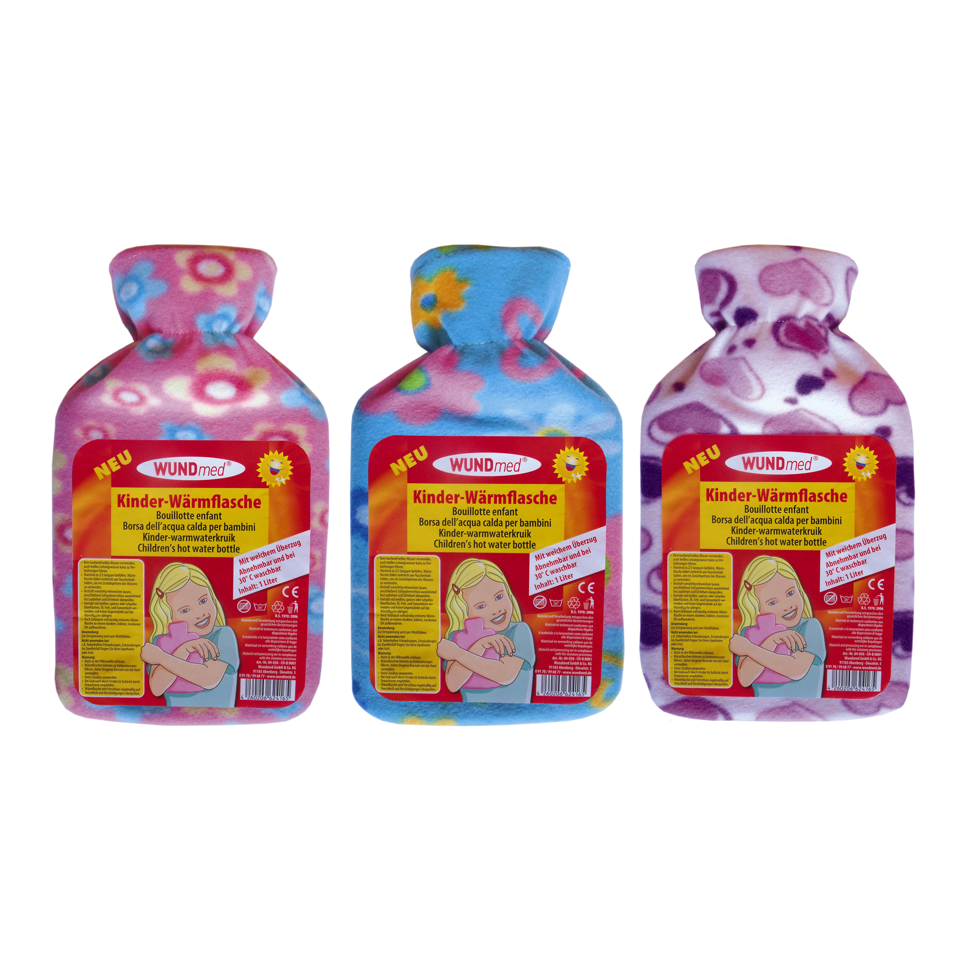 WUNDmed® Wärmflasche für Kinder mit waschbarem Überzug