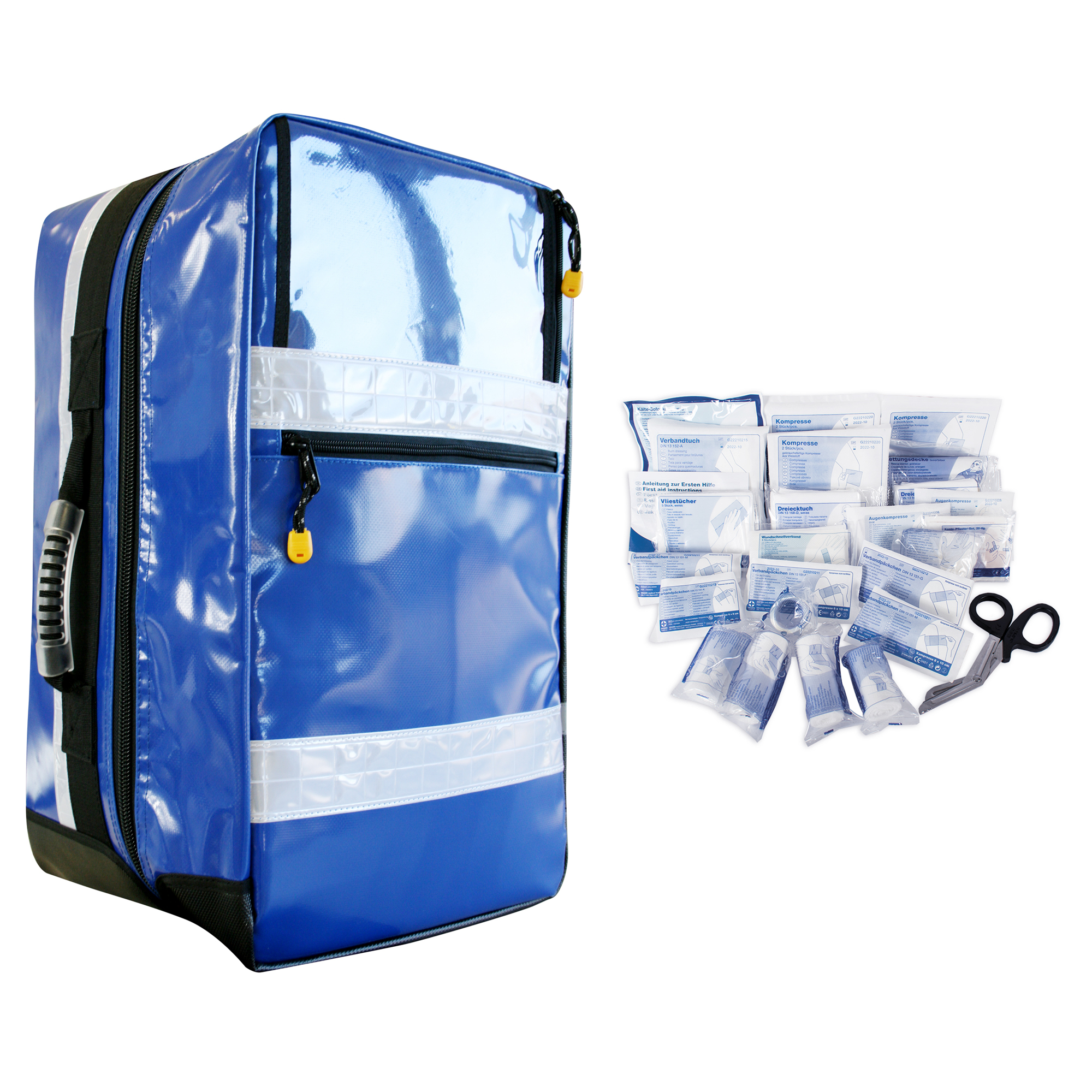 Notfallrucksack MEDICUS L blau Plane gefüllt mit DIN 13157