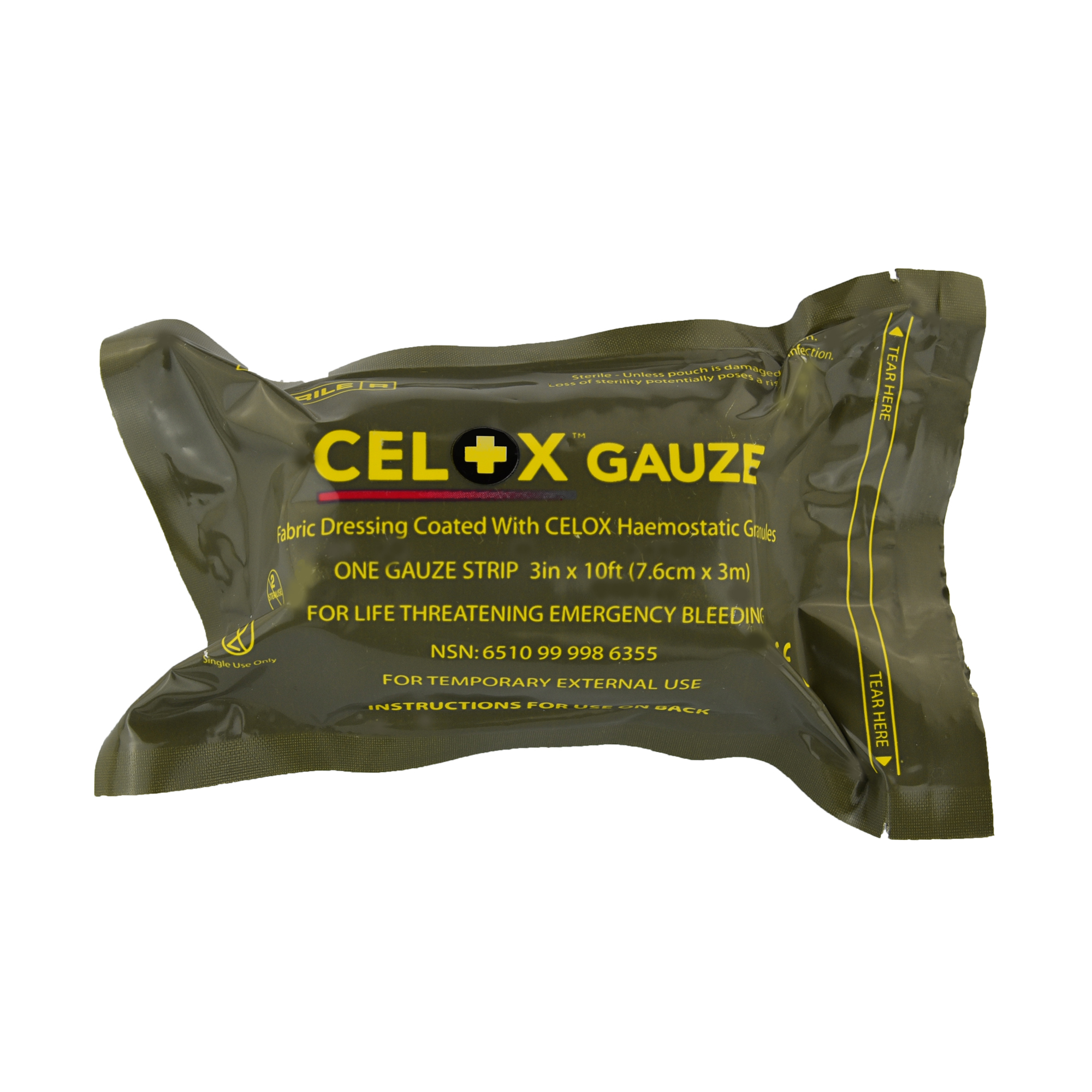 CELOX Gauze Rolle Wundverband mit Hämostyptikum 7,6 cm x 3 m steril