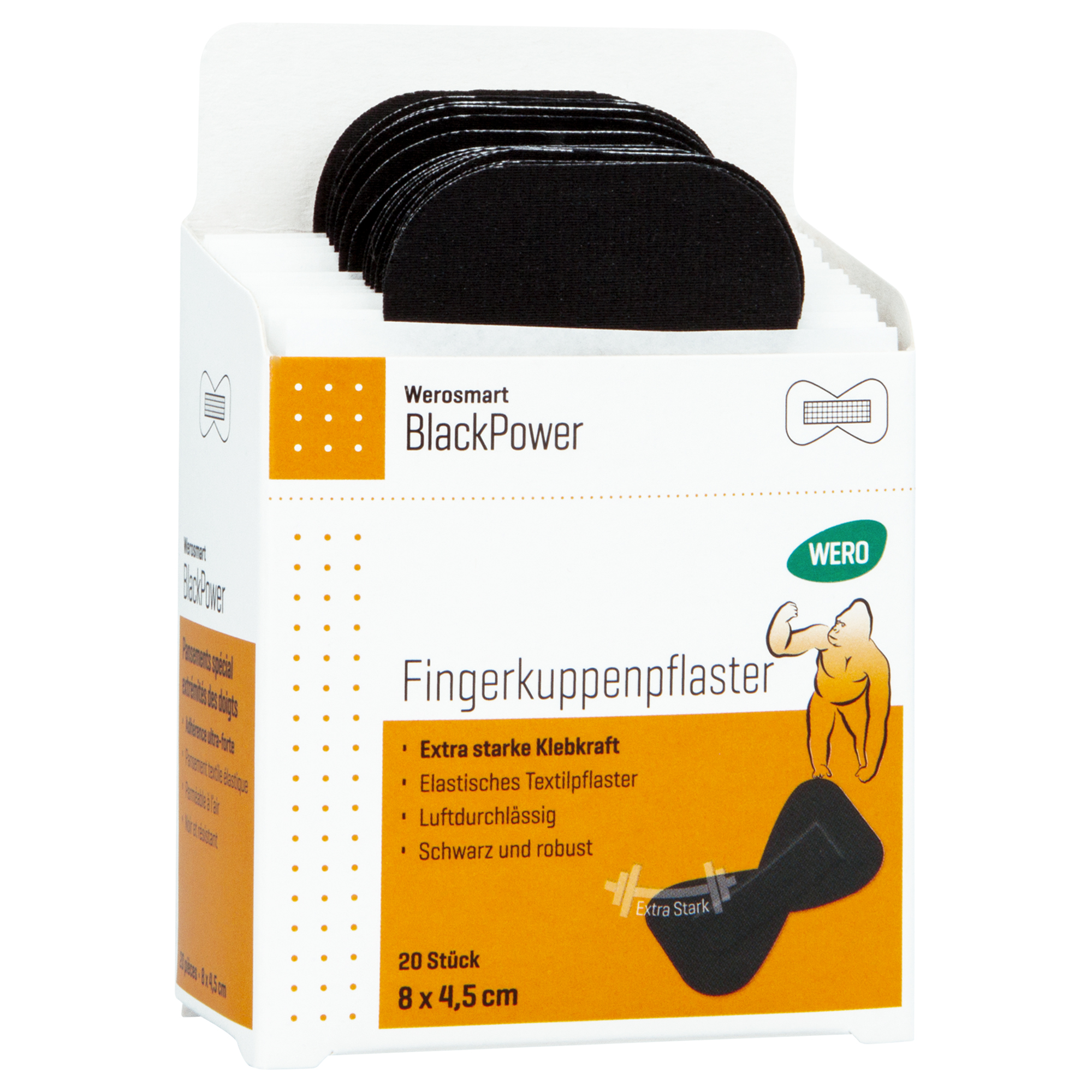 Werosmart BlackPower Fingerkuppenpflaster 8 x 4,5 cm