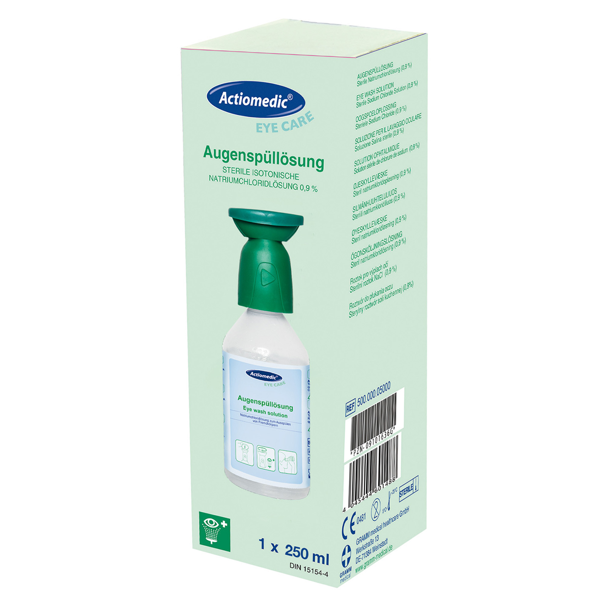 Actiomedic EYE CARE Augenspülflasche mit NaCl 0,9% 250 ml Einzelkarton